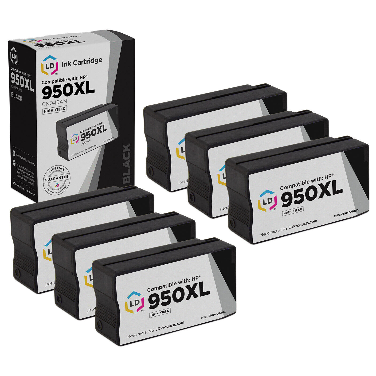 LD 6PK Reman Cartridge Fits for HP Black Ink 950XL 950 XL CN045AN 8100 8600 Plus