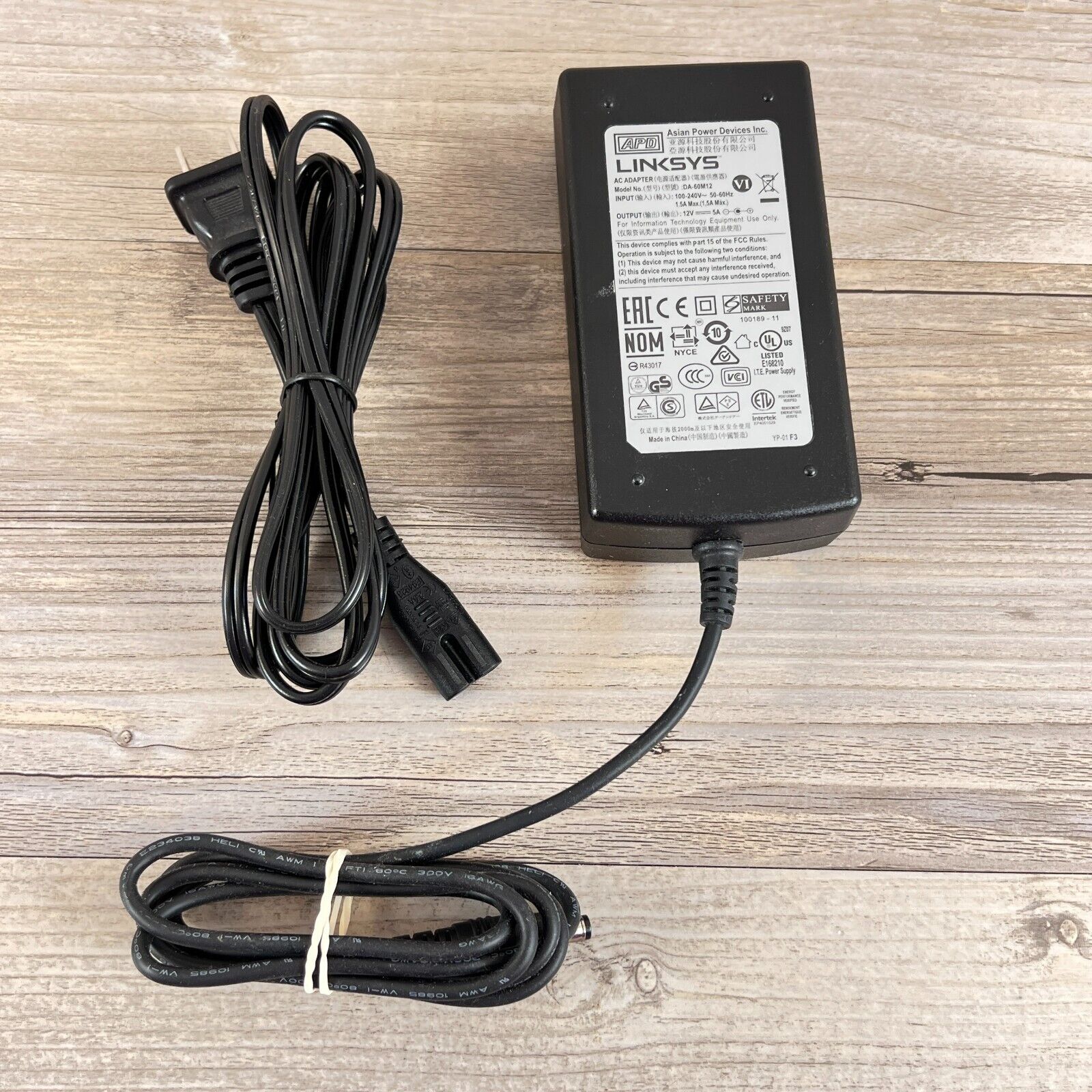 Genuine APD Linksys Router Charger AC Adapter Power Supply DA-60M12 12V 5A
