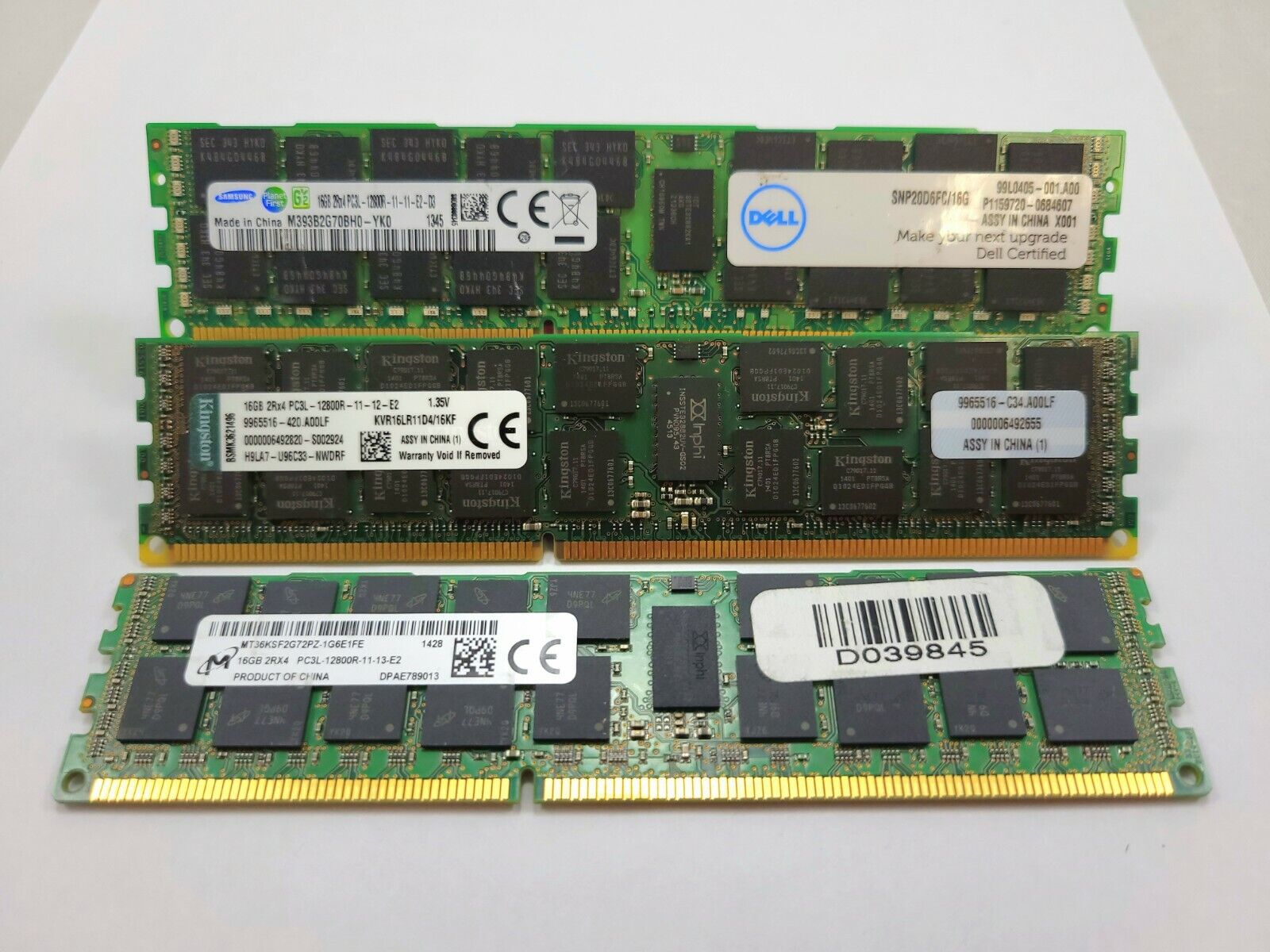 LOT 24 MAJOR BRAND 16GB 2Rx4 DDR3 PC3L-12800 1600MHZ 1.35V ECC SERVER MEMORY RAM