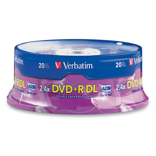 Verbatim DVD+R DL 8.5GB 8X with Branded Surface - 20pk Spindle (95310)