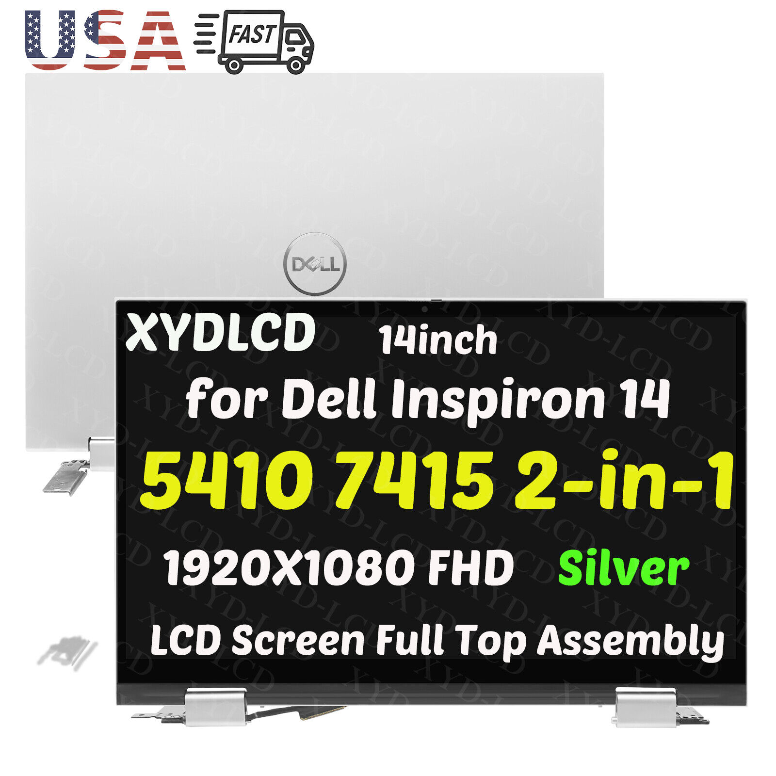 14in for Dell Inspiron 14 5410 2-in-1 LCD Touch Screen Full Top Assembly(Silver)