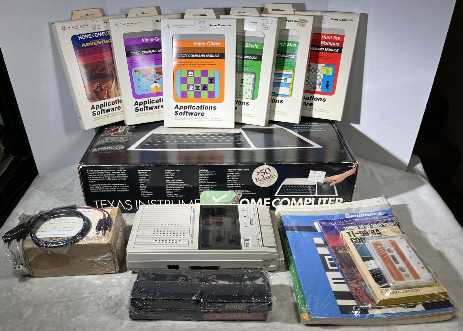 Texas Instruments Ti-99/4A Bundle W/ Games & More Wumpus Blasto Munch Man