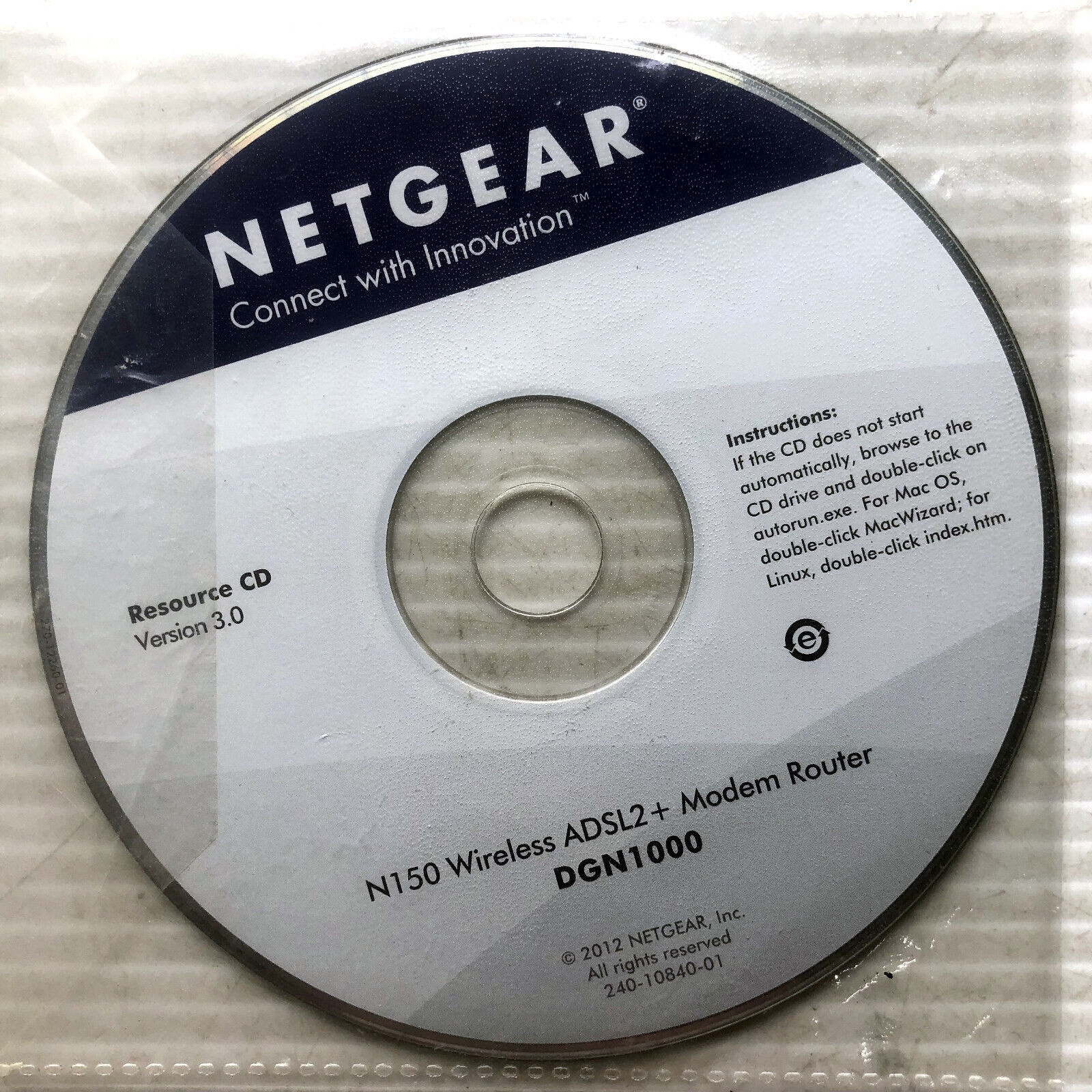 NETGEAR Resource CD Version 3.0 N150 Wireless ADSL2+ Modem Router DGN1000