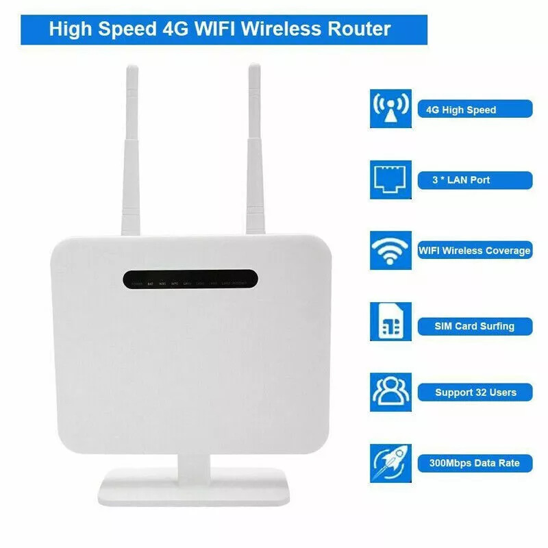 300Mbps 4G LTE CPE Wireless Router Built-in Unlocked SIM Card Slot WiFi Hotspot