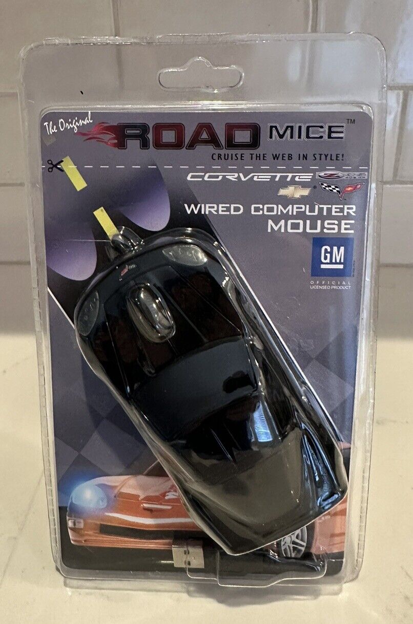 The Original Road Mice Computer Mouse Black Corvette Wired GM Official NEW