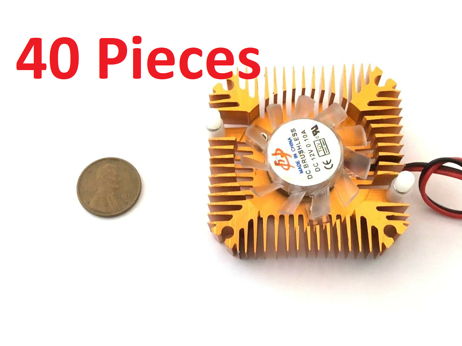 40 Pieces copper 12v 55mm 2PIN Aluminum Cooling Fan Heatsink Cooler VGA CPU