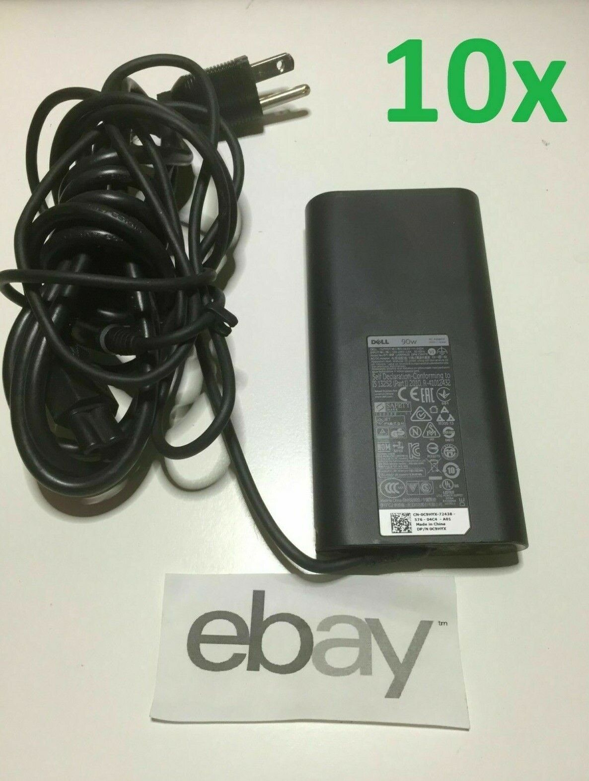 Lot of 10 Genuine Dell C9HYX AC Adapter Charger 90W LA90PM130 OEM w/ Power Cable