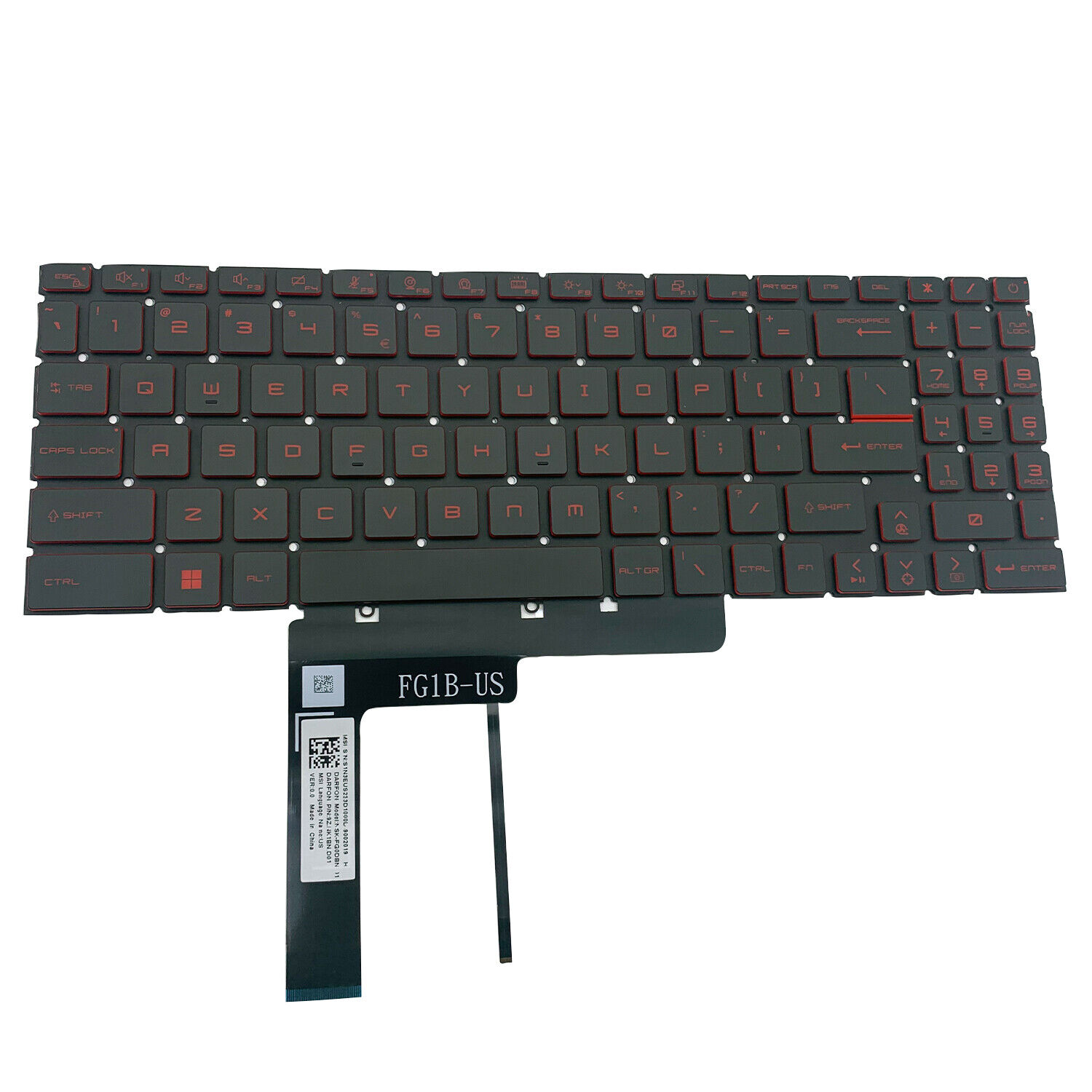 Keyboard Red Backlit For MSI Katana GF66 GF76 MS-1582 MS-17L1 Pulse GL66 GL76 US