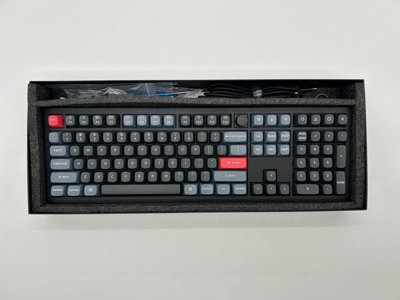 Keychron V6 Wired Mechanical Keyboard - RGB Backlight, Red Switch, Knob