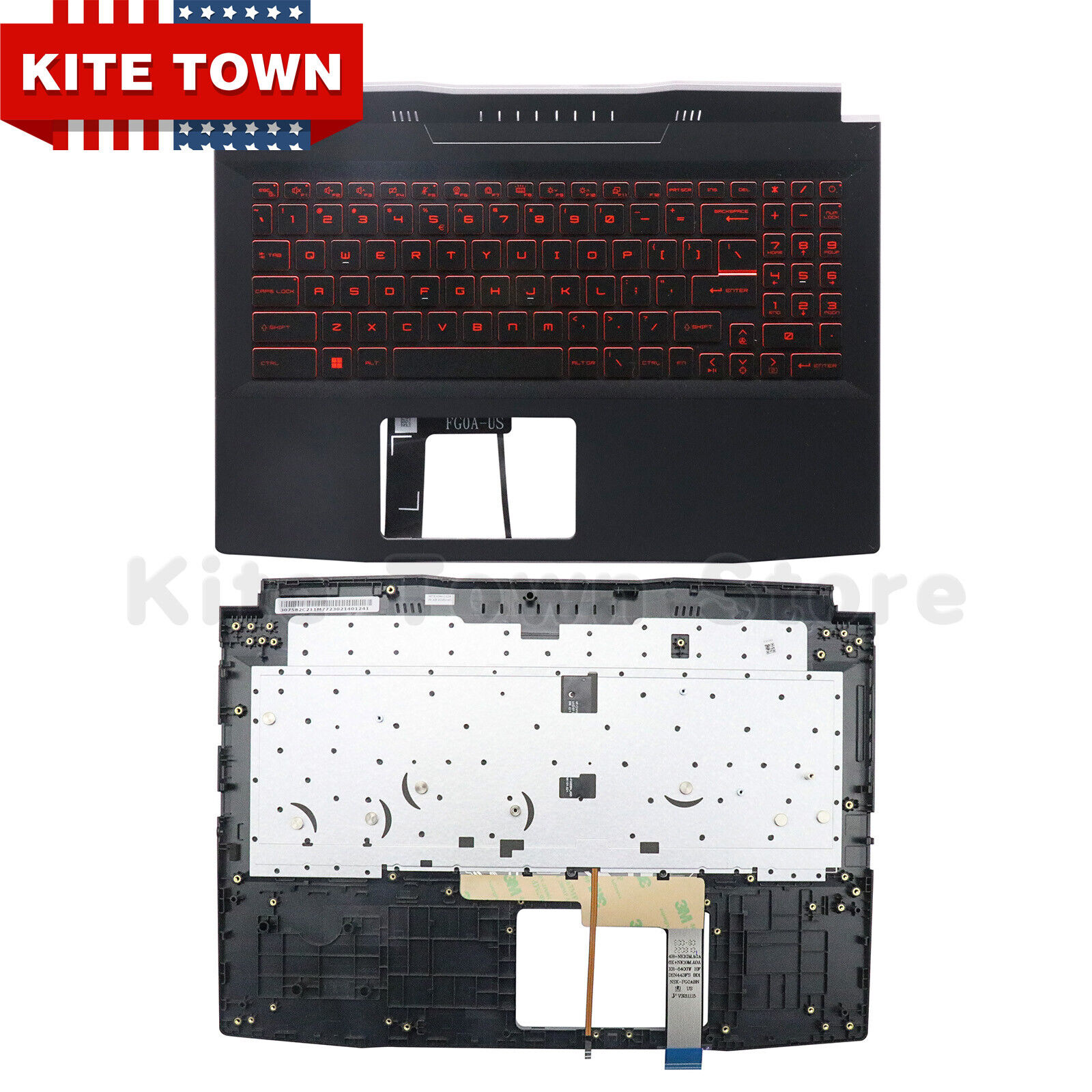 New For MSI Katana GF66 MS-1581 MS-1582 Upper Case Palmrest Red Backlit Keyboard