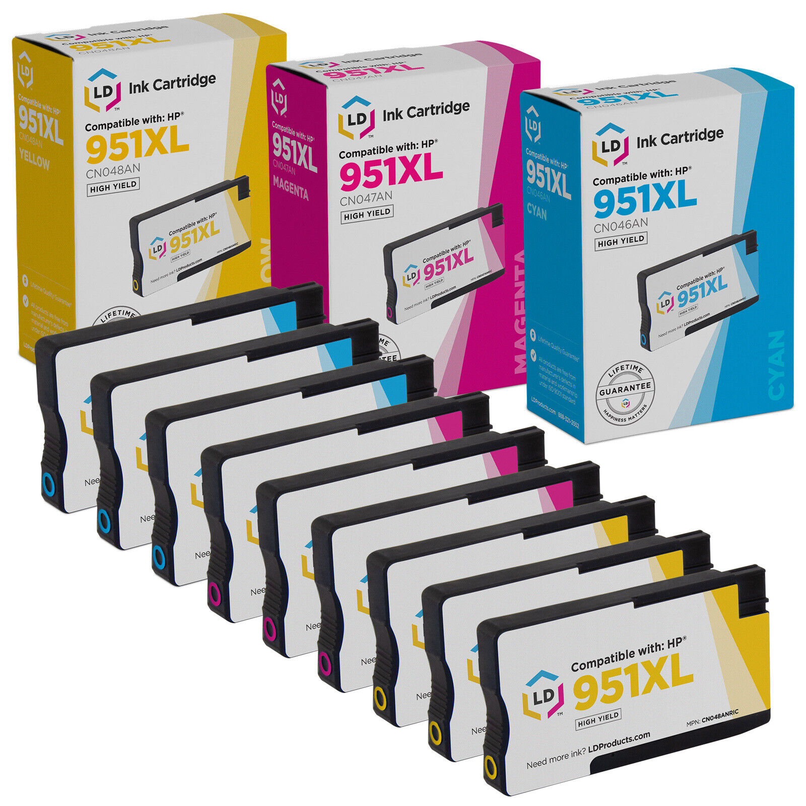 LD Replacements for HP 951XL High Yield Ink Cartridges 3 Cyan 3 Magenta 3 Yellow