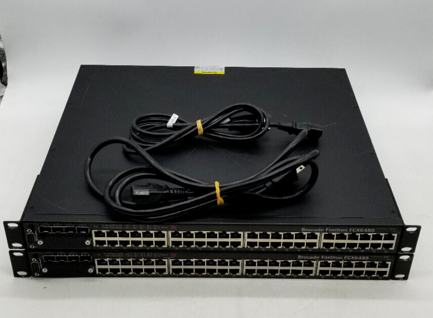 Lot of 2 Brocade FastIron FCX648S 48-Port Network Switch w/Delta Power Supplies