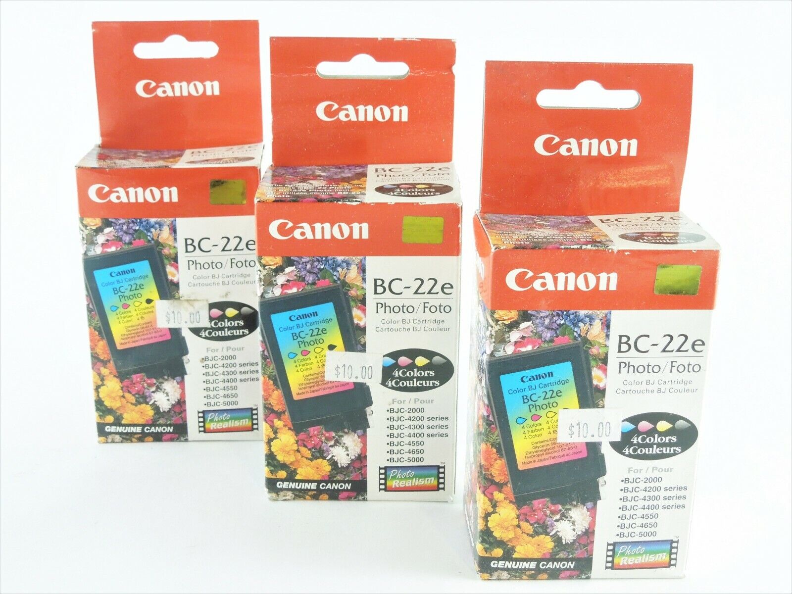 3x Canon BC-22e 4 Ink Jet Cartridge Color Black Cyan Magenta Yellow BJC New 