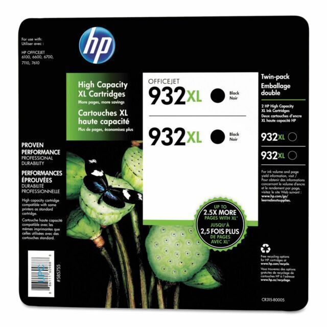 HP 932XL Inkjet Cartridges - Black, Pack of 2 (CR315BN)