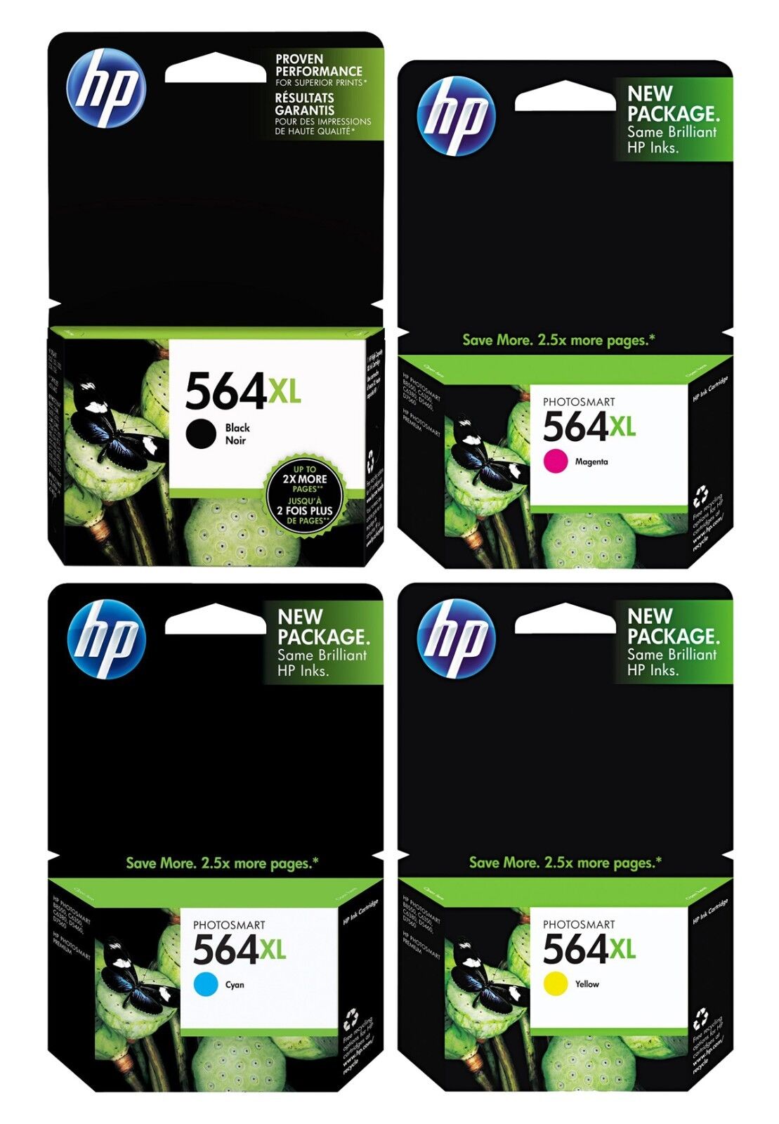 GENUINE NEW HP 564XL Ink Cartridge 4-Pack 