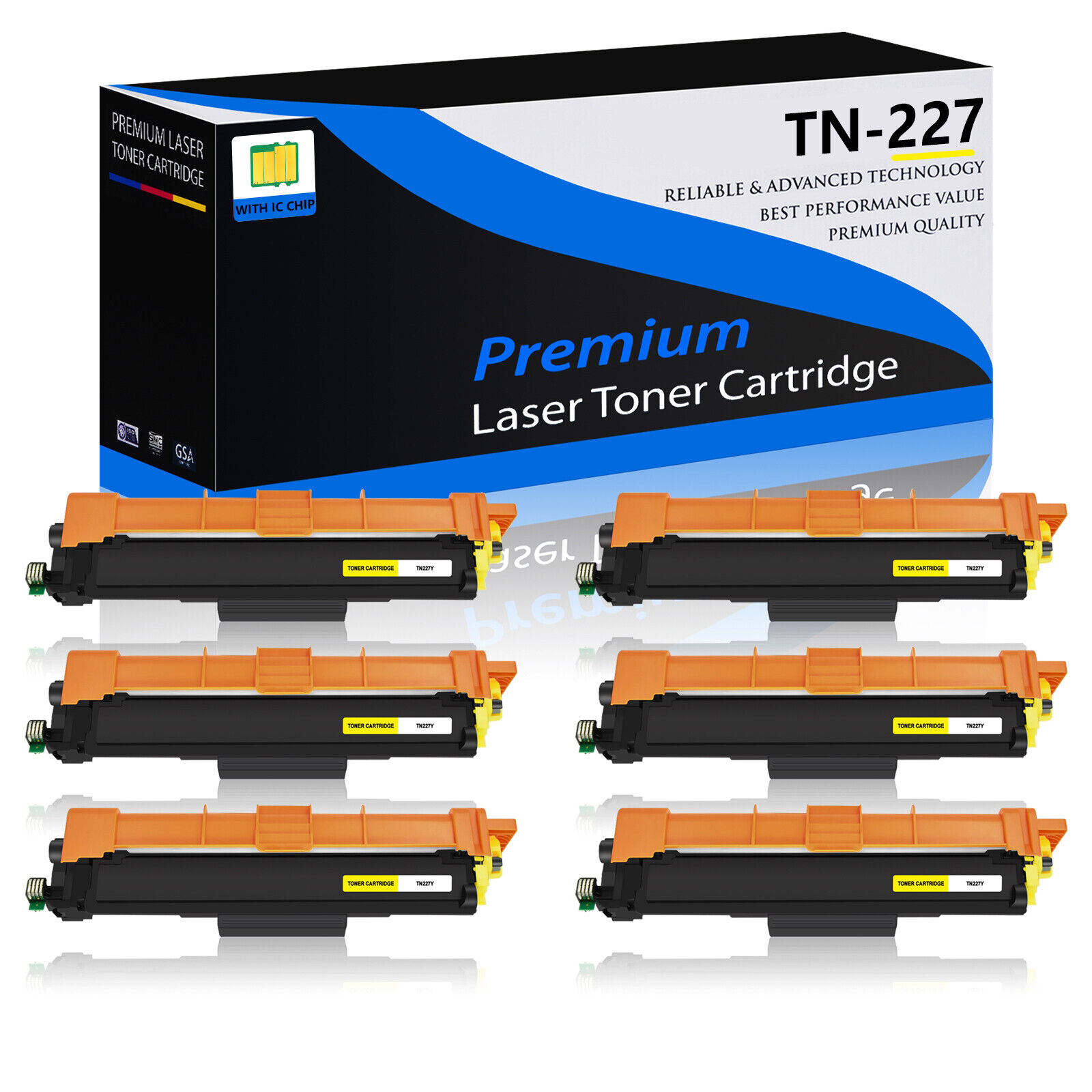 6PK TN227 Yellow Color Toner for Brother TN227YL HL-L3210CW MFC-L3710CW Printer