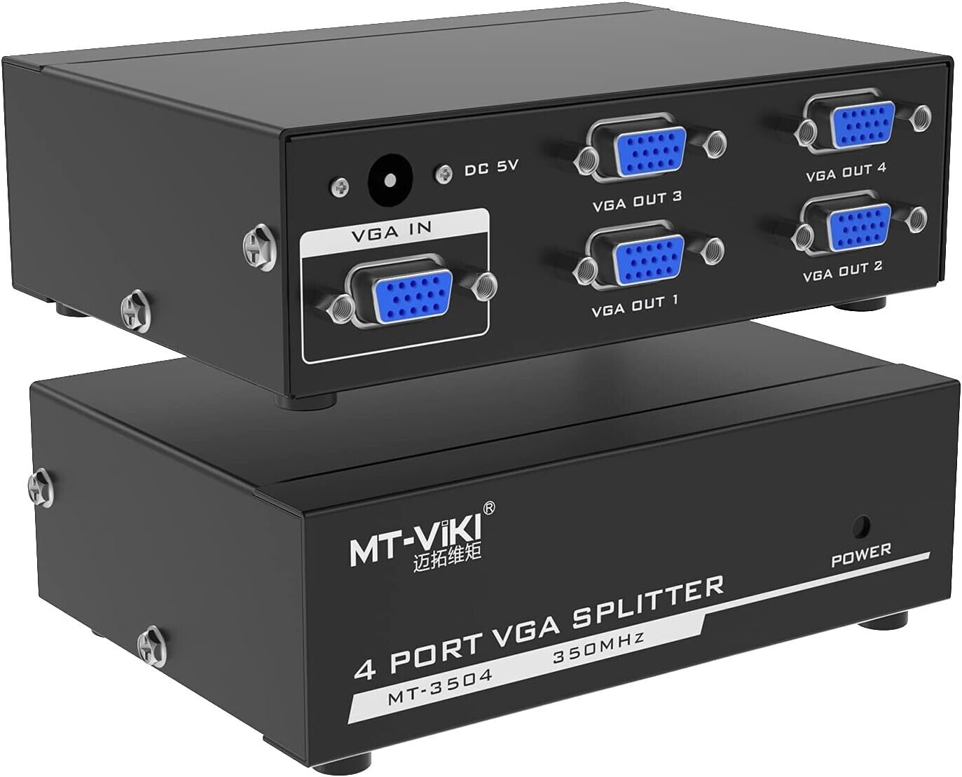 MT-VIKI 4 Port Powered VGA Splitter 1 in 4 Out 350Mhz Video Distribution