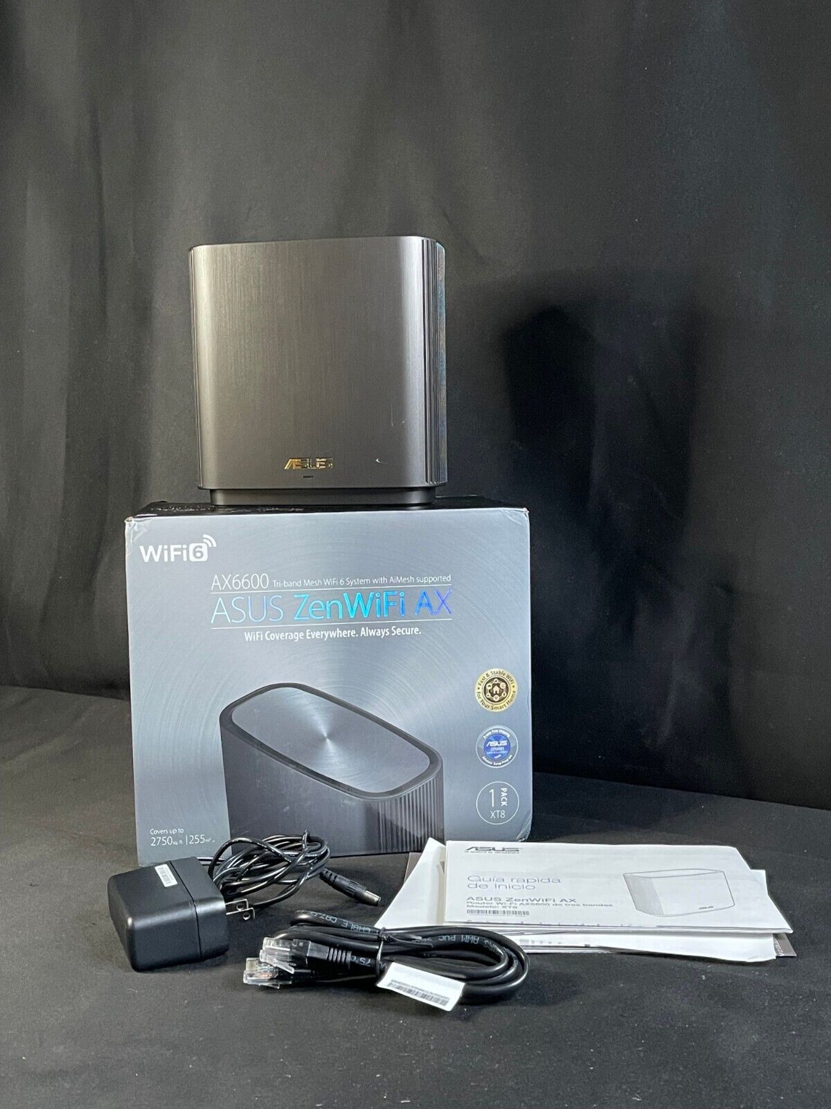 Asus ZenWiFi AX XT8 Black Wireless AX6600 Tri Band Mesh WiFi 6 Router System