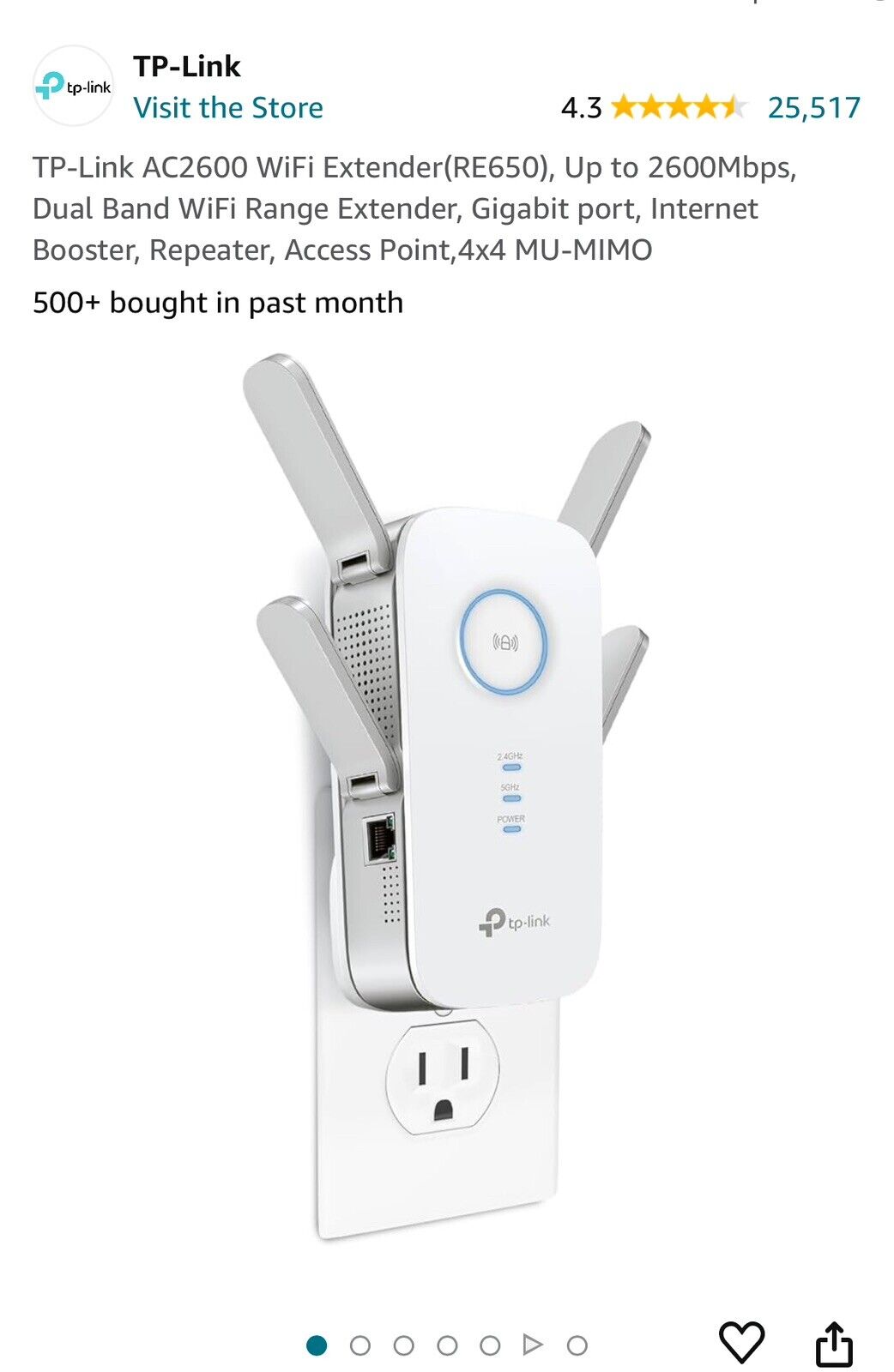 TP Link AC2600 Wifi Extender (RE650) up to 2600 Mbps