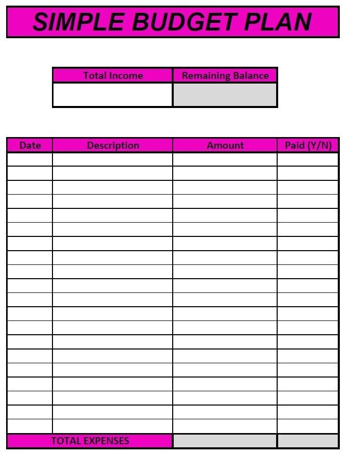 Personal Simple Budget Plan for Beginners: PDF / Spreadsheet / Both