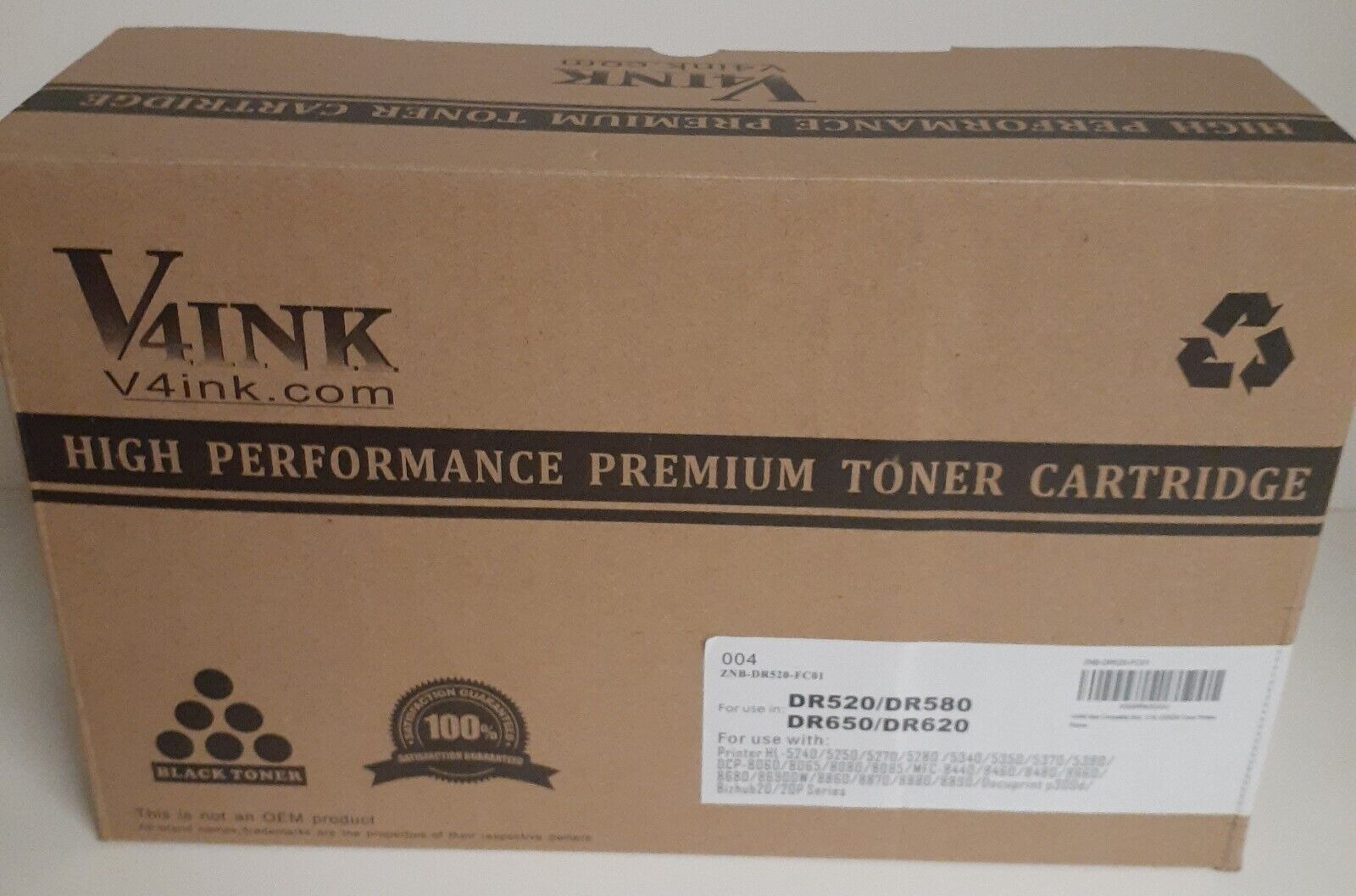 V4ink Premium Toner Cartridge DR520/Dr580 DR650/DR620 still sealed in package