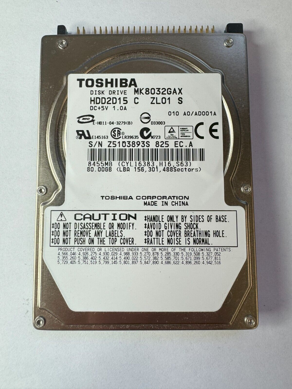 New* Toshiba MK8032GAX / HDD2D15- IDE 9.5MM 80GB 2.5