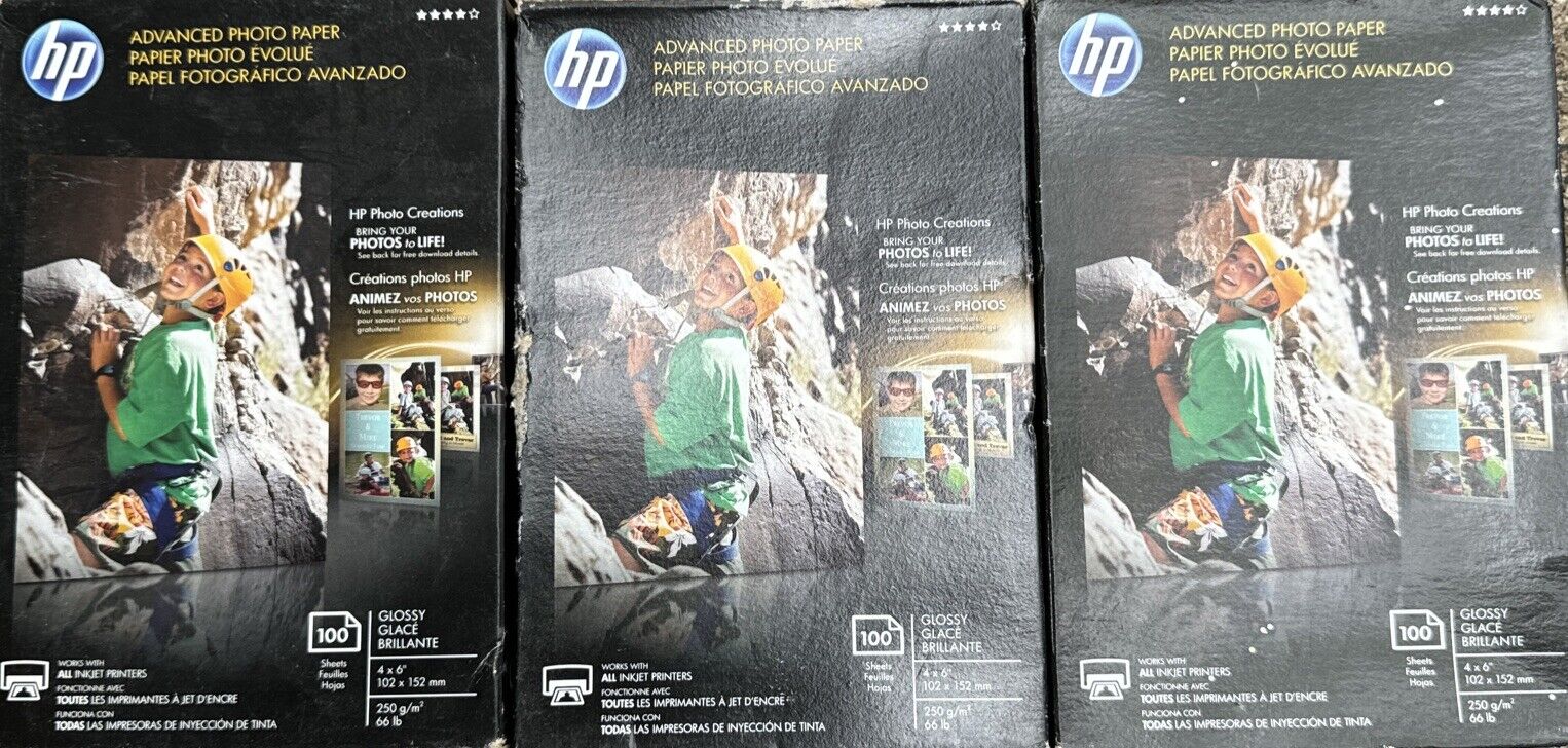 Lot Of Three (3) NEW NIB HP Advanced Glossy Inkjet Photo Paper 4x6” Q6638A