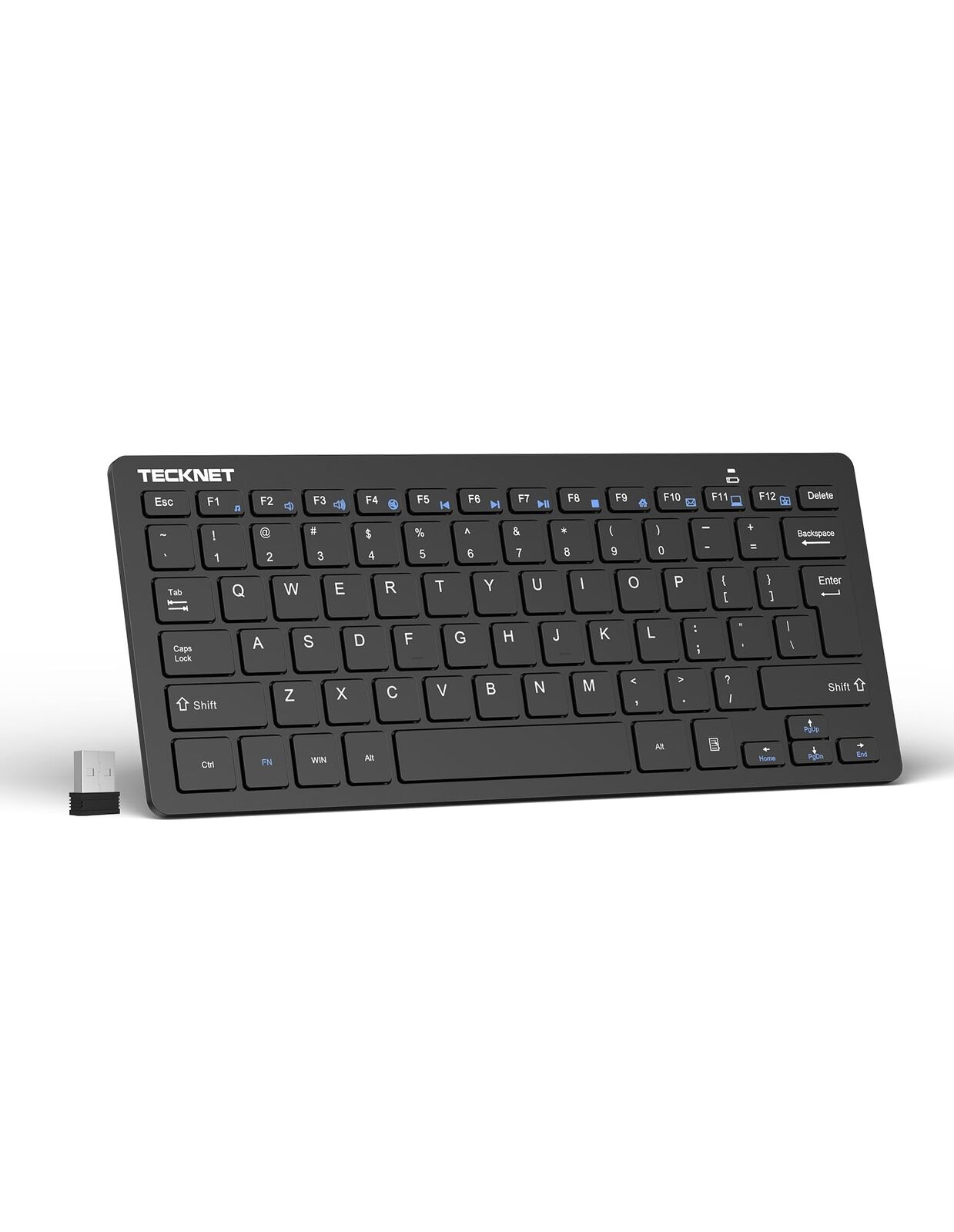 TECKNET 2.4G Wireless Keyboard Small Wireless Keyboard with Media Hotkeys Ult...