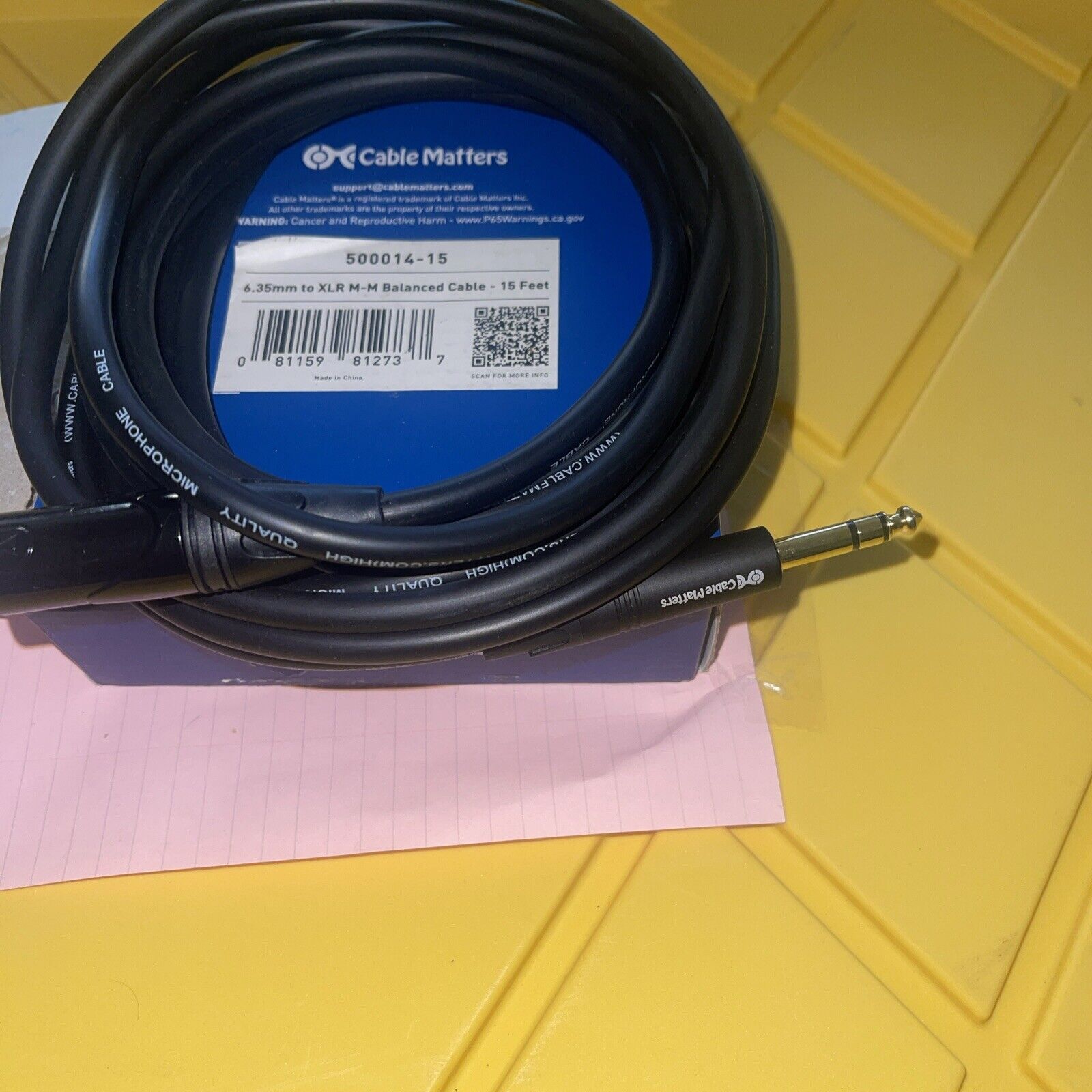 Genuine Cable Matters 6.35MM TRS to XLR M-F Balanced Cable - 15 ft Length