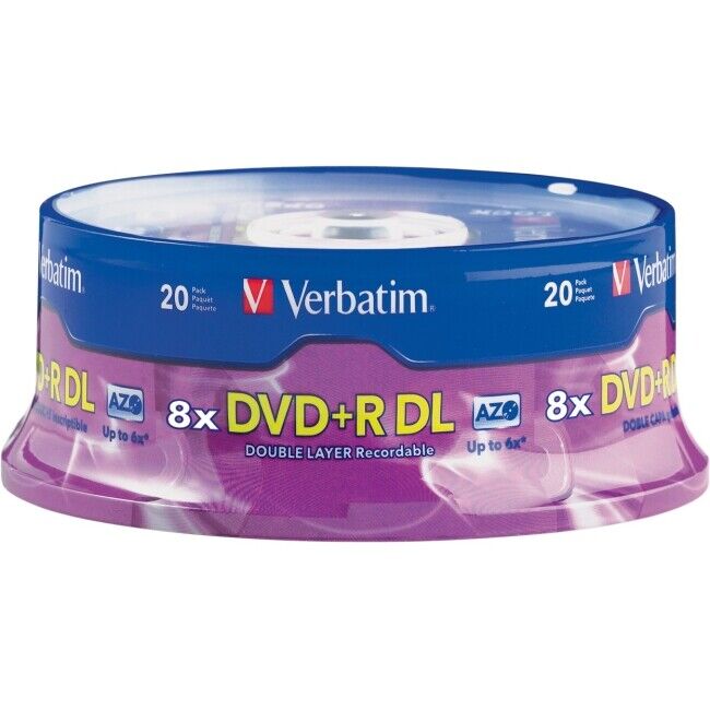 95310 - Verbatim 8x DVDR Double Layer Media 8.50 GB - 120mm Standard - 20 Pack S