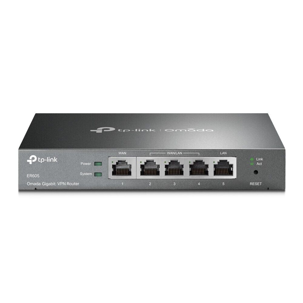 TP-Link ER605 V2 Omada 5-Port Gigabit Multi-WAN VPN Router, 3 Config WAN/LAN