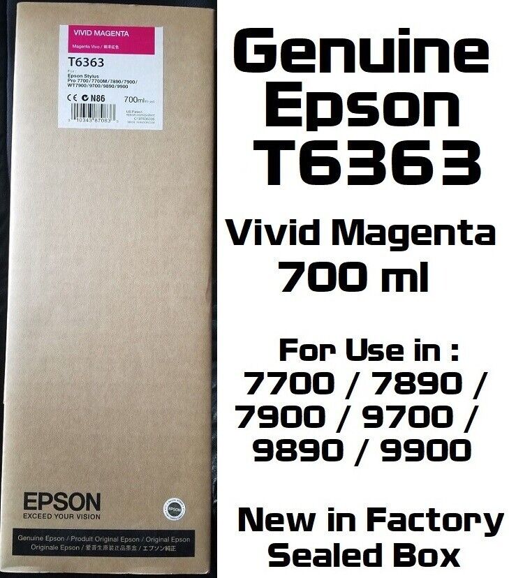 Genuine Epson T6363 Vivid Magenta Ink Cartridge Stylus Pro 9890 9900 7700 *2021*