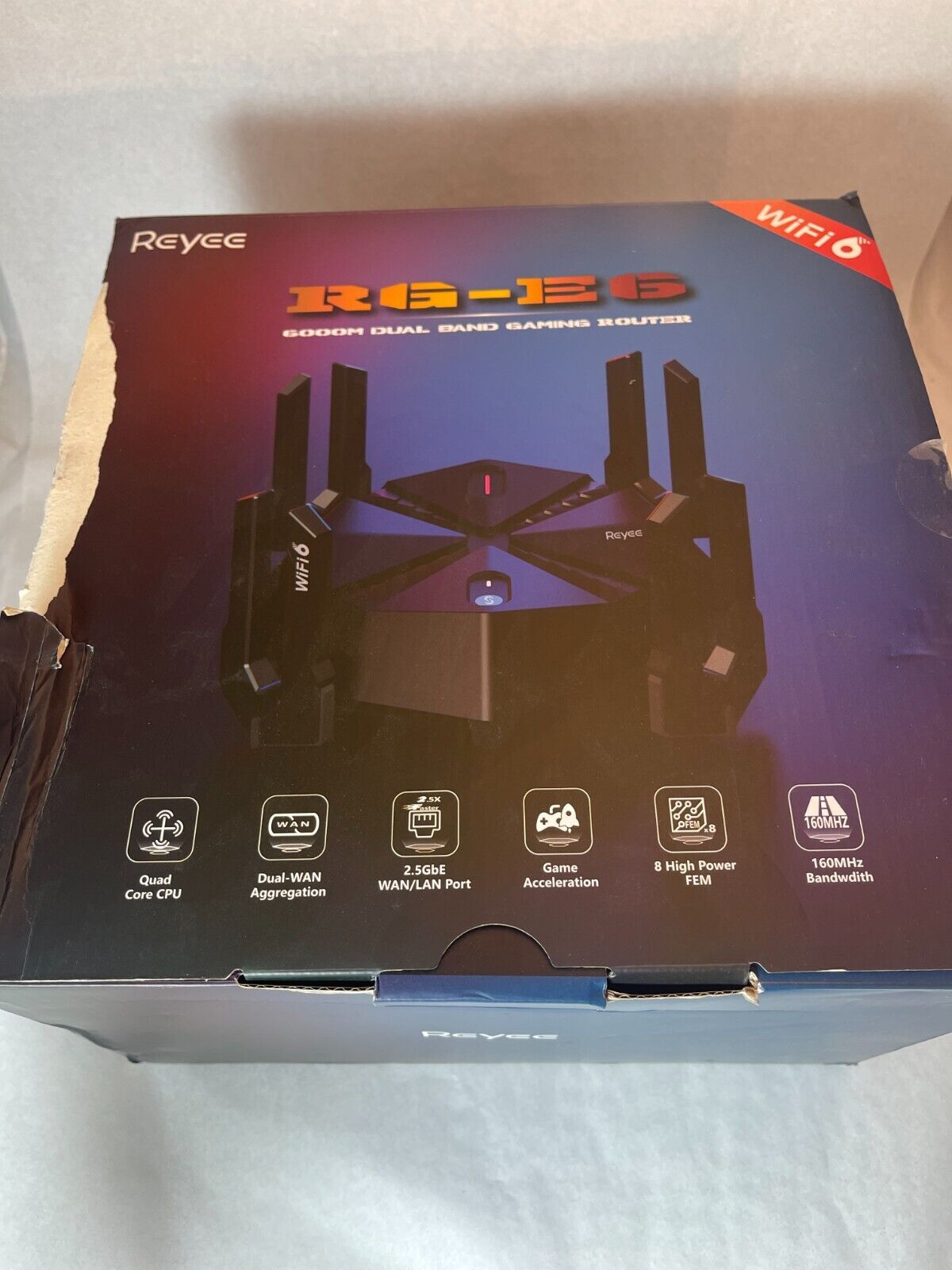 Reyee RG-E6 AX6000 Black Wi-Fi Wireless 2.0 GHz Quad-Core 8-Stream Gaming Router