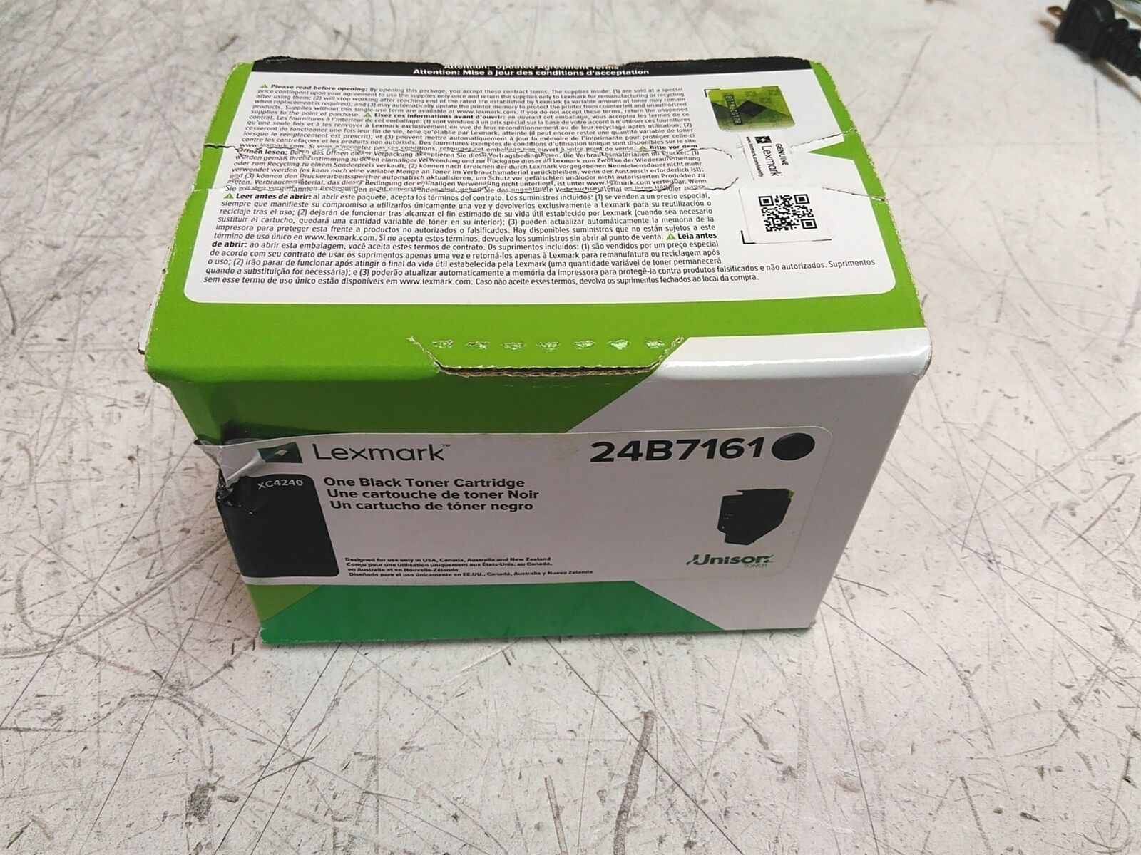 NEW Genuine Lexmark 24B7161 XC4240 Black Toner Cartridge Dented Box