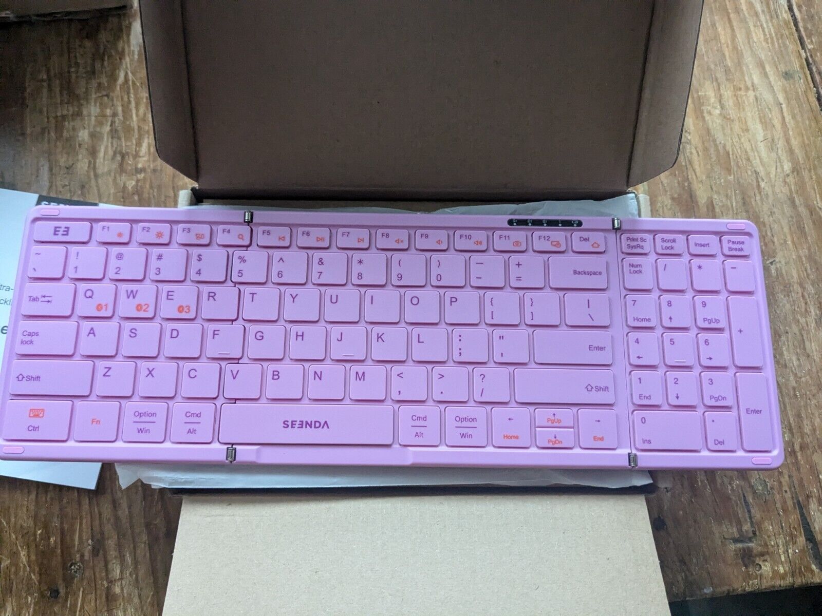 seenda Foldable Bluetooth Keyboard with Touchpad Portable Pink Purple Backlit