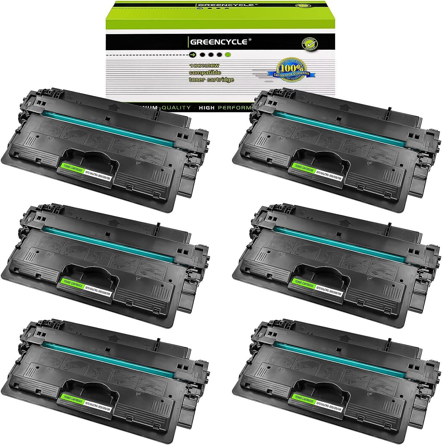 6PK Greencycle High Yield Toner 16A Q7516A Compatible for HP LaserJet 5200TN