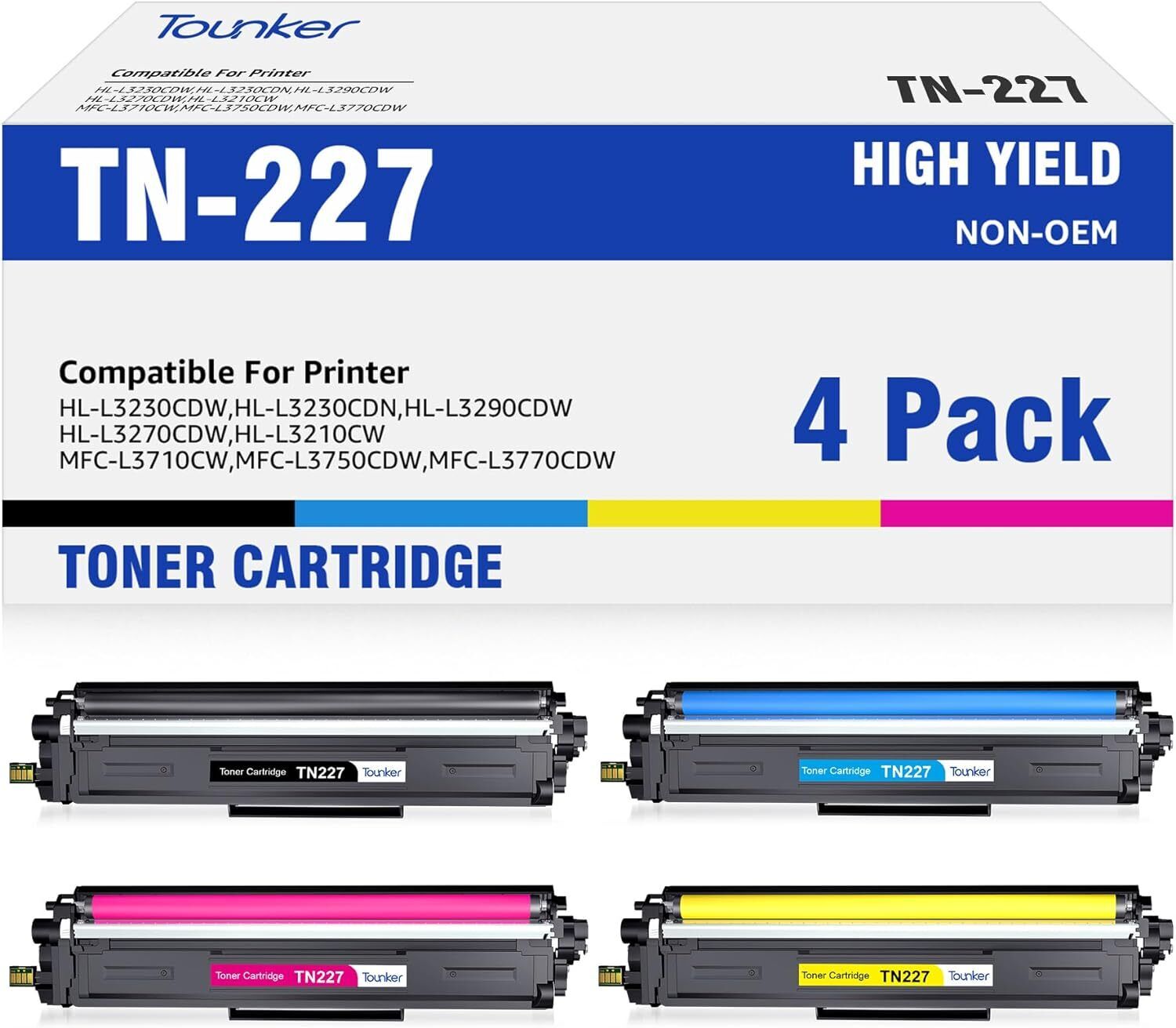 TN227 BK/C/M/Y Toner Cartridge Replacement for Brother MFC-L3750CDW  Printer