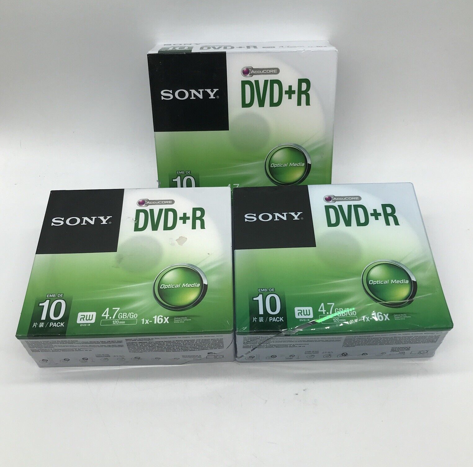 3 Packs of 10 Sony DVD+R 10 Pack DVD & Jewel Case 4.7GB 120 Min 1x-16x -30 Total