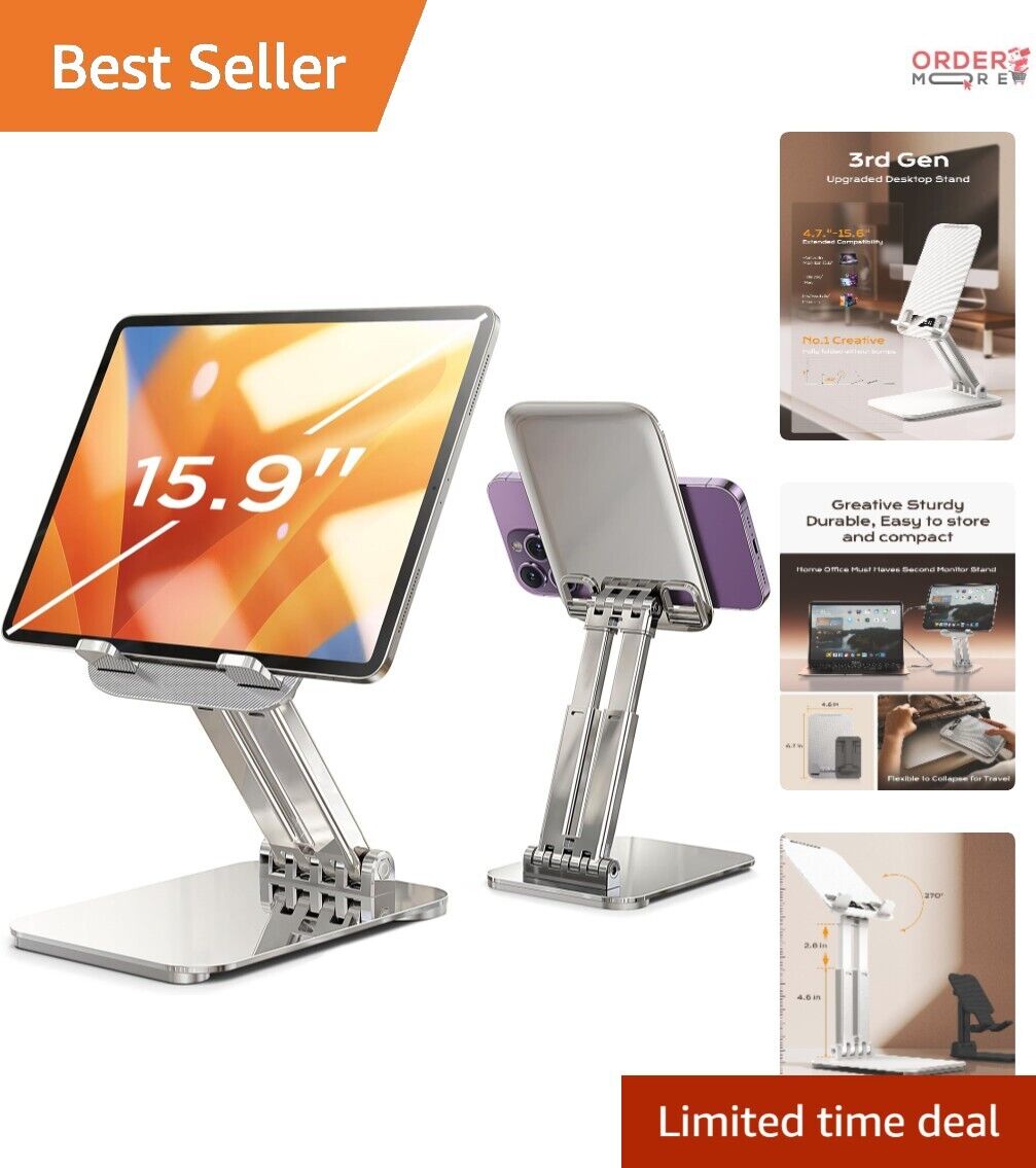Stable iPad Stand with Bridge Screw Adjustment - Wide Device Compatibility