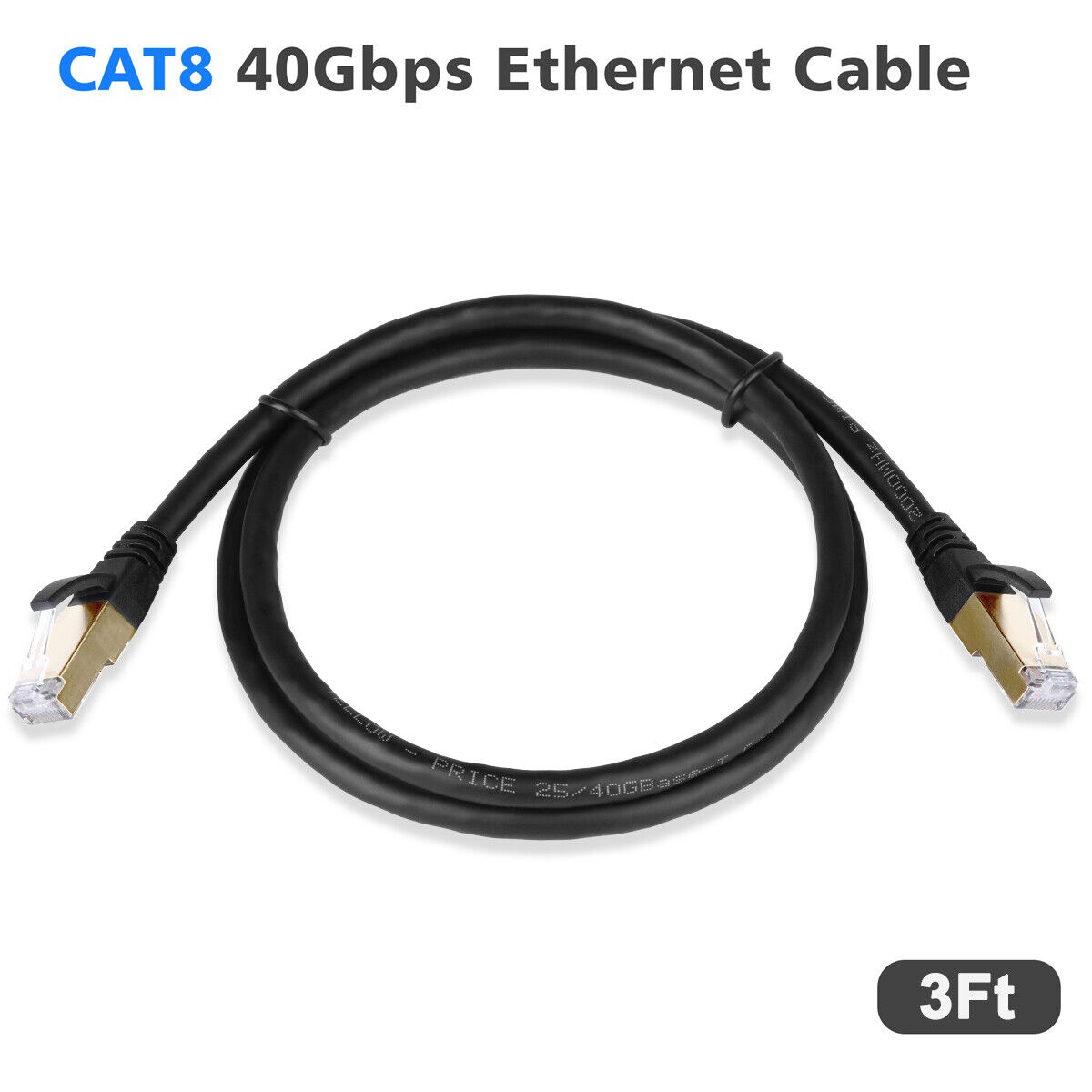 Cat 8 Ethernet RJ45 LAN Cable Super Speed 40 Gbps Patch Network Gold Plated Lot