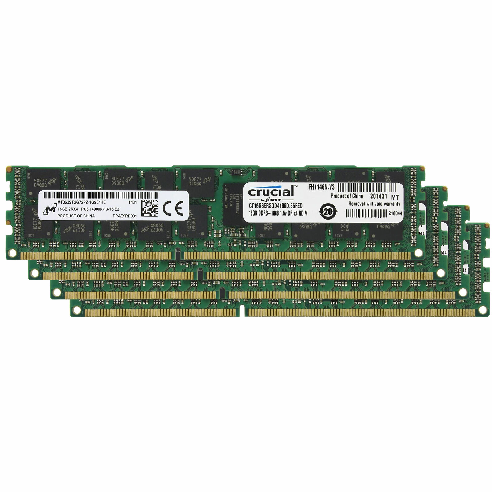 Crucial 64GB(4 x 16GB)KIT 1866MHz DDR3 PC3-14900 1.5V REG ECC Server Memory RAM