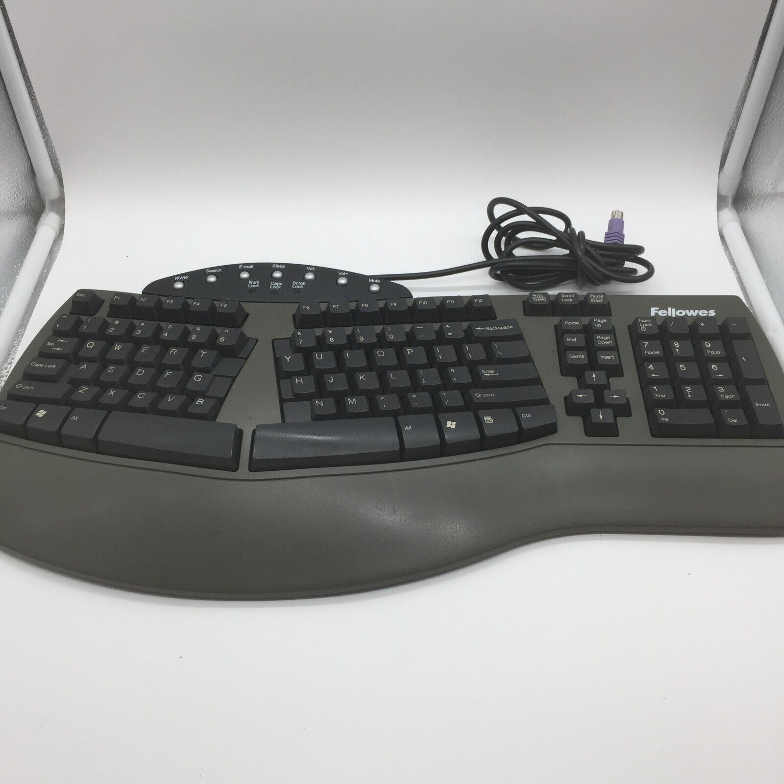 Fellowes Microban Ergonomic Wired PS/2 Keyboard KB-9938 