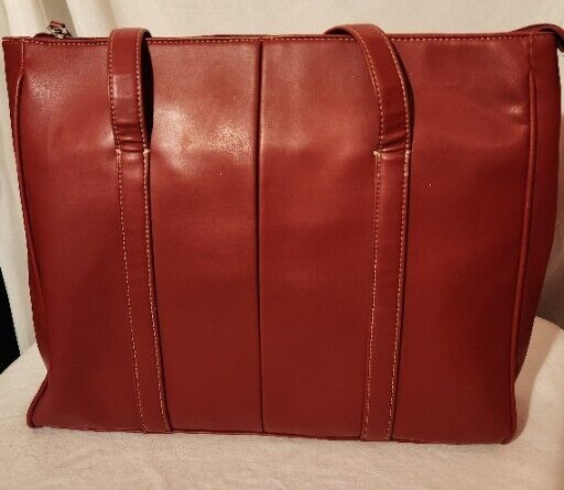 Buxton LRG Red Faux Leather Laptop Computer Briefcase Bag Work Tote School As Is