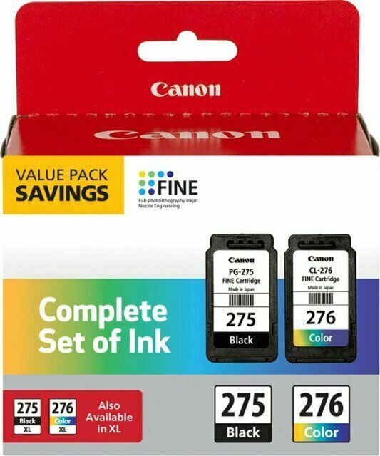 New Sealed Canon PG-275/CL-276 Value Pack - Black/Color - PIXMA TR4720  - TS3520