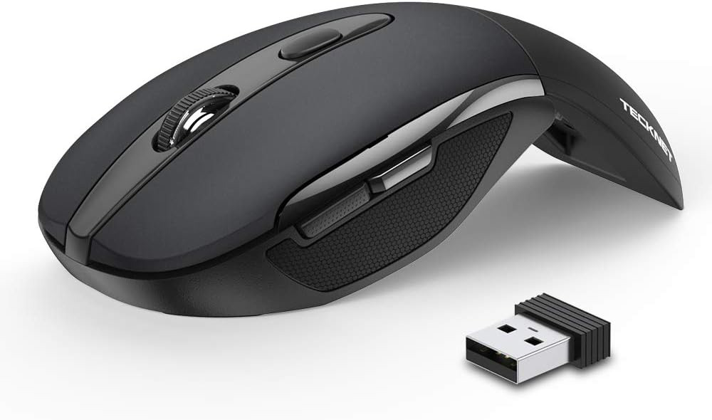 Folding Wireless Optical Mouse TECKNET 2.4G Portable Mouse with USB Nano Receiv