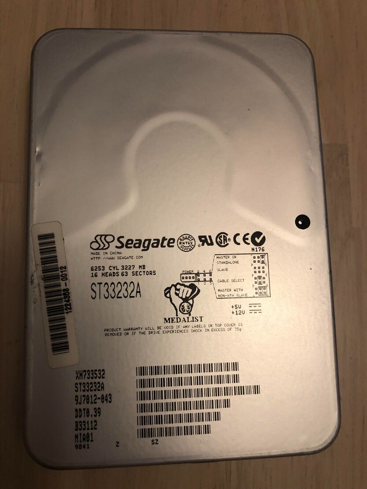Seagate HDD - Medalist ST33232A - 3.2GB - SEE DESCRIPTION - TESTED - Vintage
