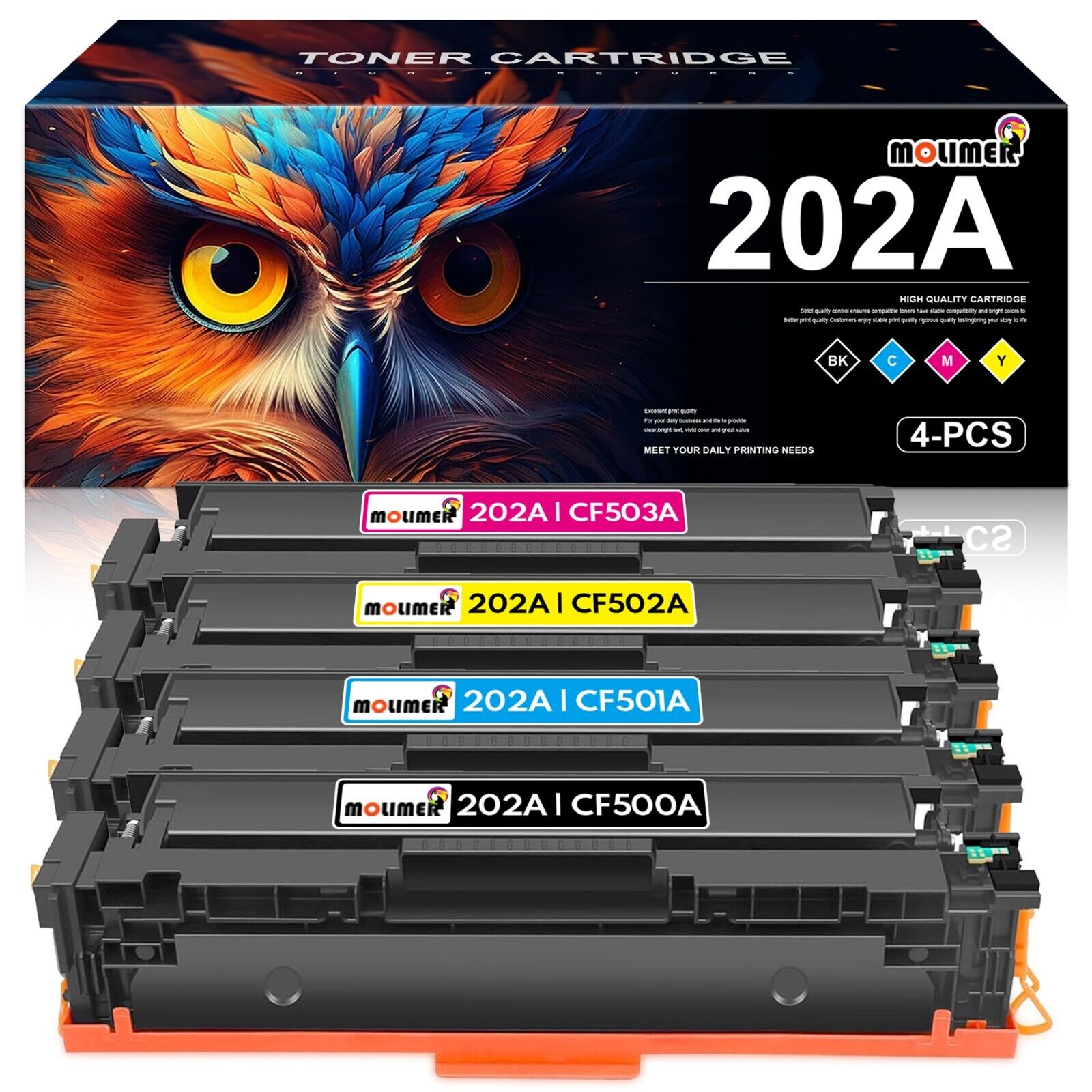 202A Toner Cartridge Color Replacement for HP Cyan Yellow M254dw M281cdw M281fdw