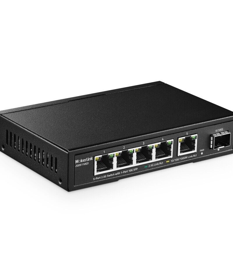 MokerLink 5 Port 2.5G Ethernet Switch with 10G SFP, 5 x 2.5G Base-T Ports Compat
