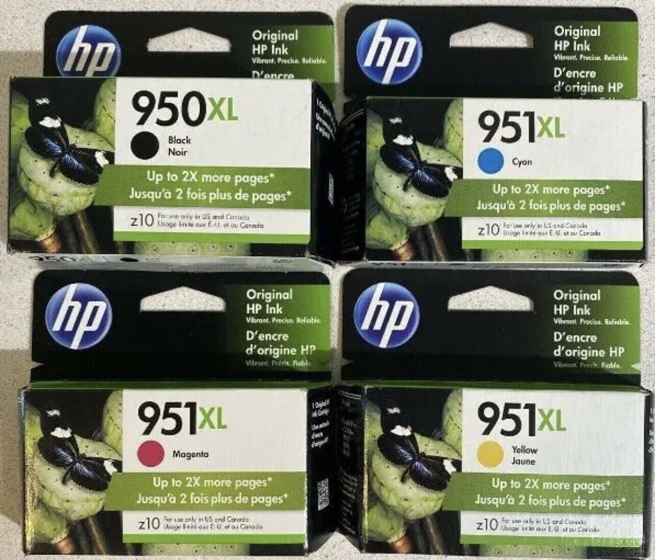 Set 4 New Genuine Factory Sealed HP 950XL 951XL Ink Cartridges KCMY 2019 - 2023