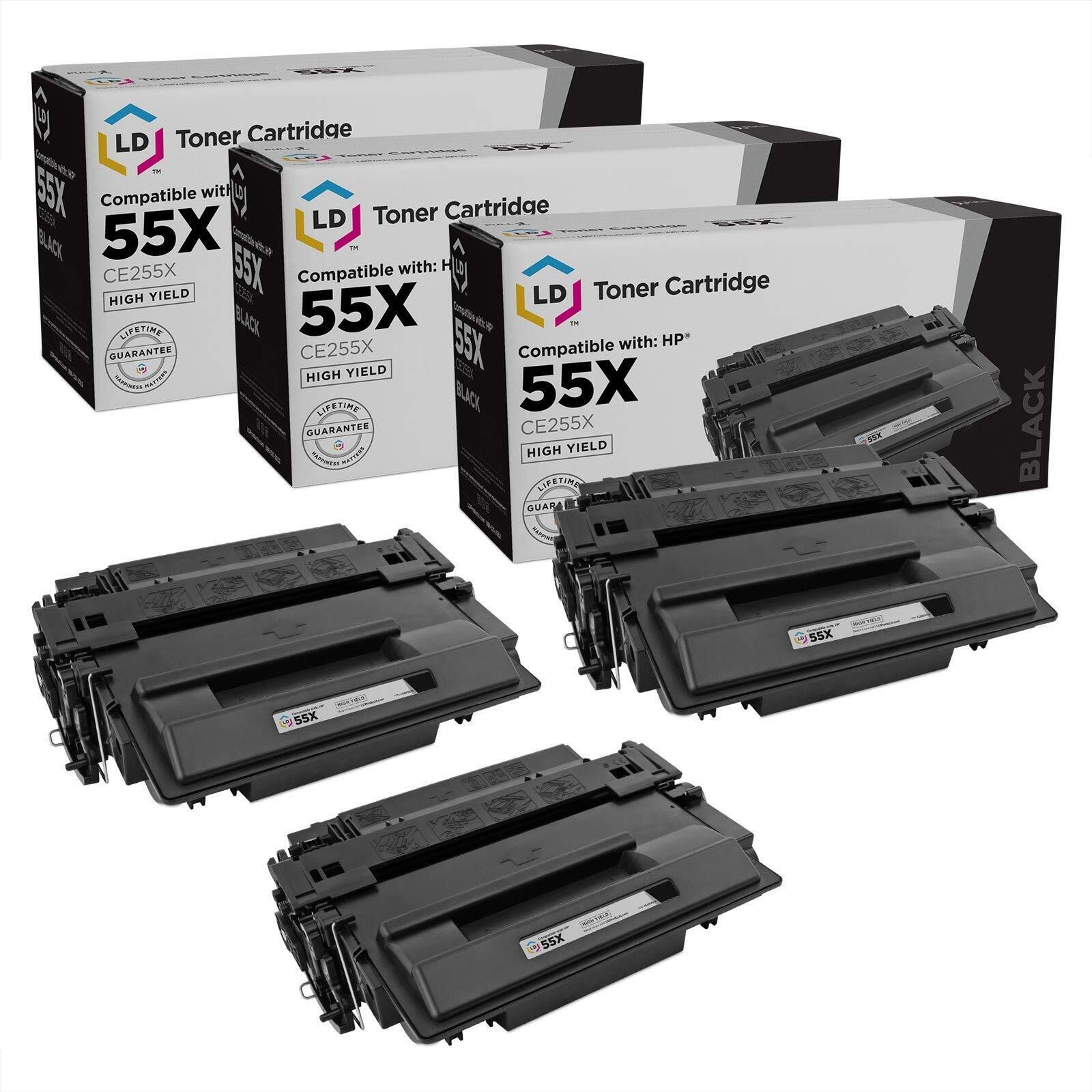 LD Products Replacements for HP 55X 55 CE255X CE255 Toner Cartridge (3PK)